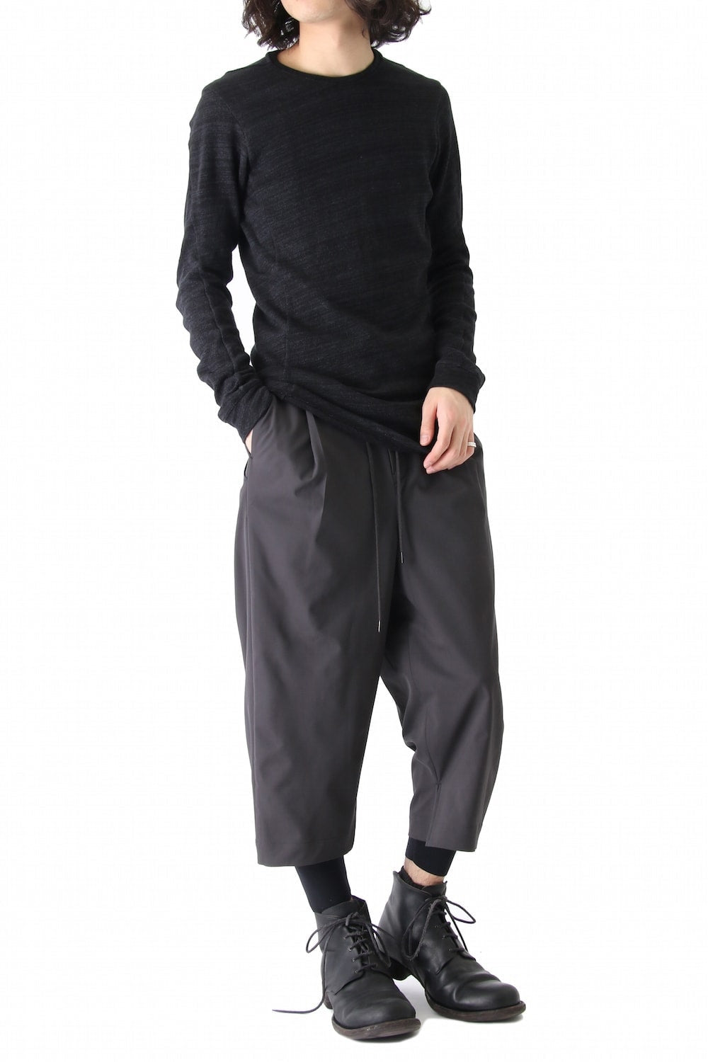 Long Sleeve Linen Cotton Jersey Blue Gray