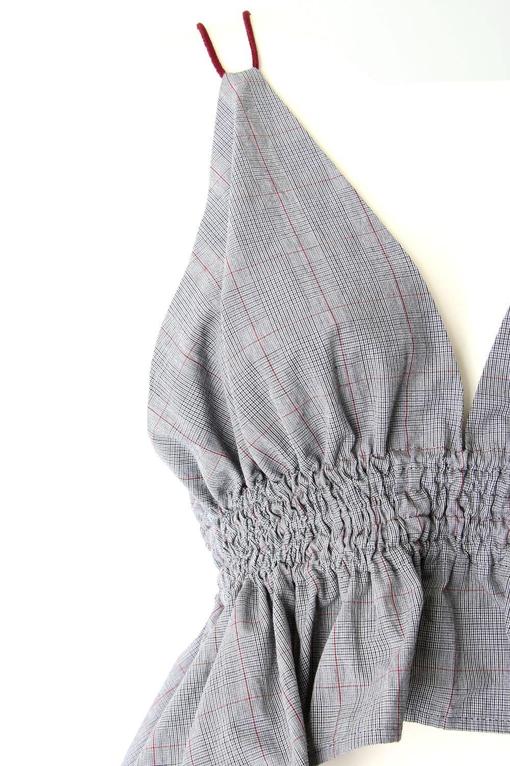 PLAID GATHERED TOP - 17S-DT-02