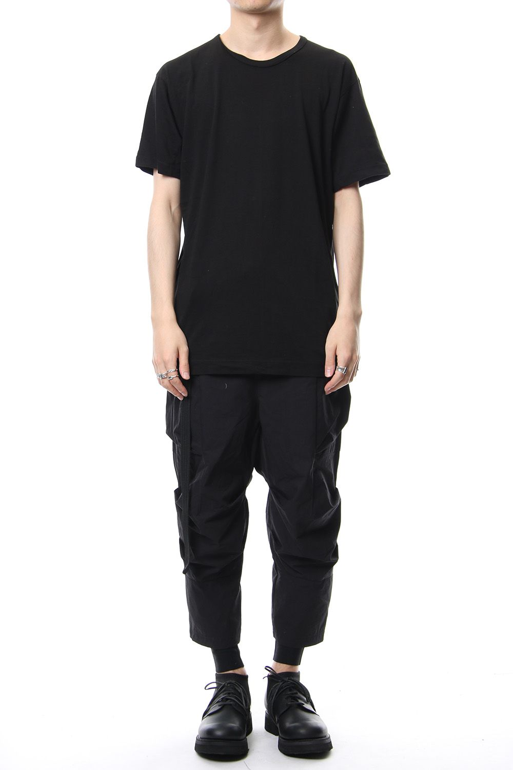 Product Dyeing Back Center Coloring Stitching Short Sleeve T Black × Red