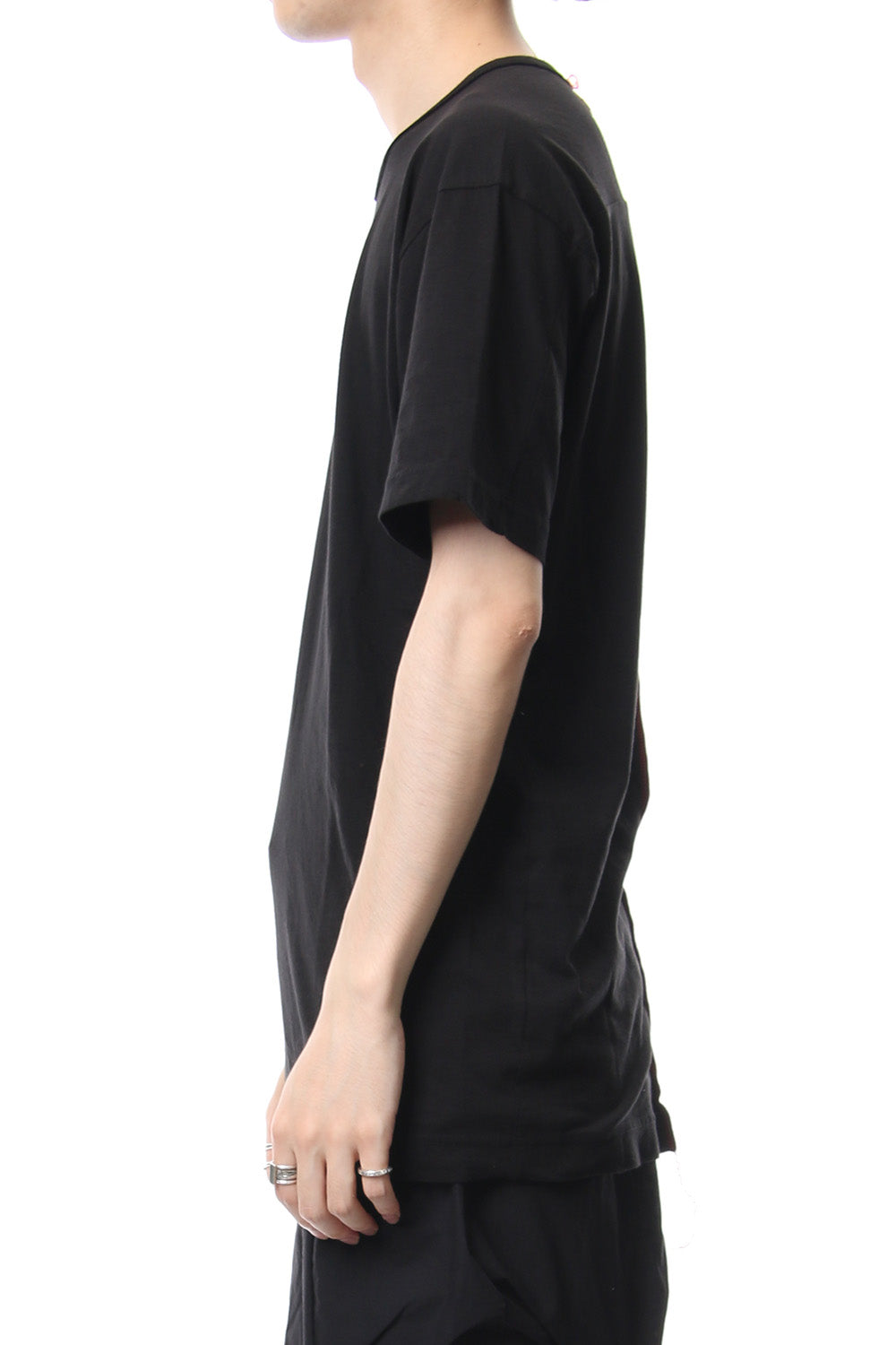 Product Dyeing Back Center Coloring Stitching Short Sleeve T Black × Red