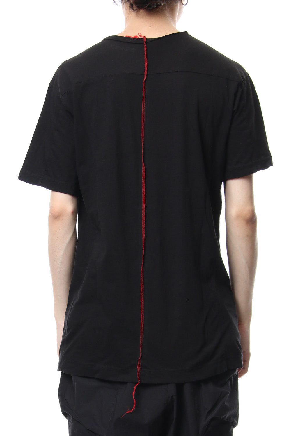 Product Dyeing Back Center Coloring Stitching Short Sleeve T Black × Red