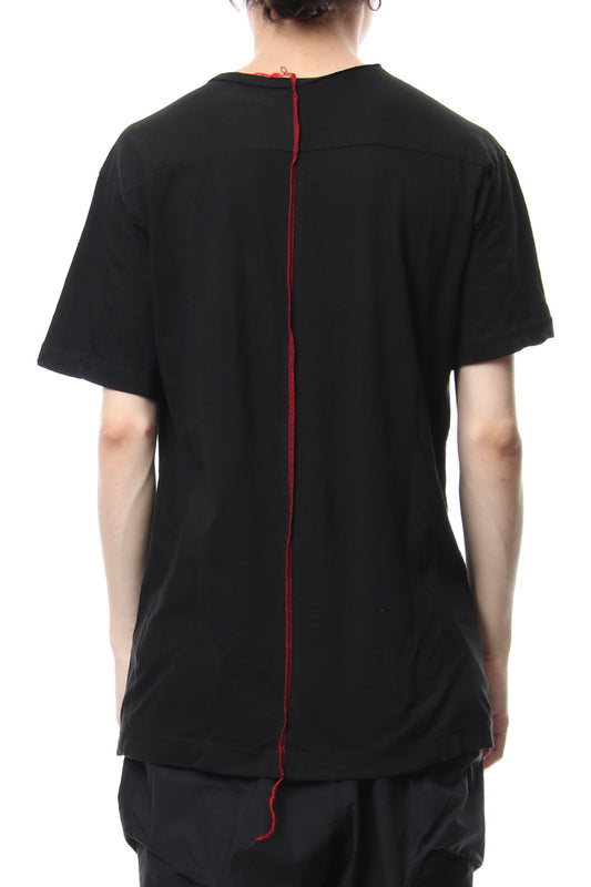 Product Dyeing Back Center Coloring Stitching Short Sleeve T Black × Red