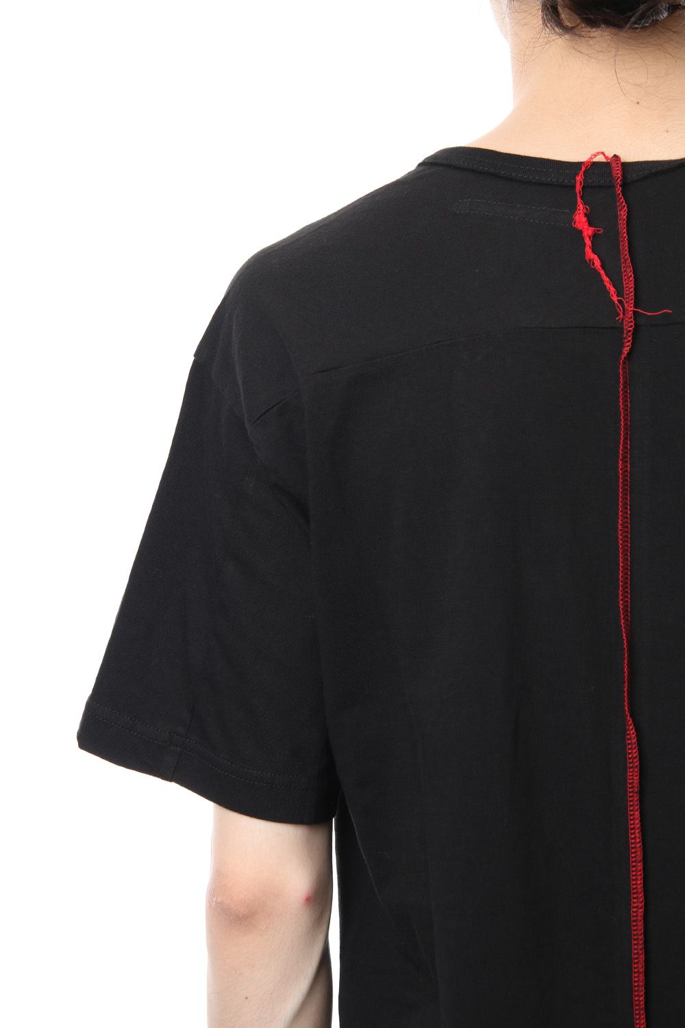 Product Dyeing Back Center Coloring Stitching Short Sleeve T Black × Red