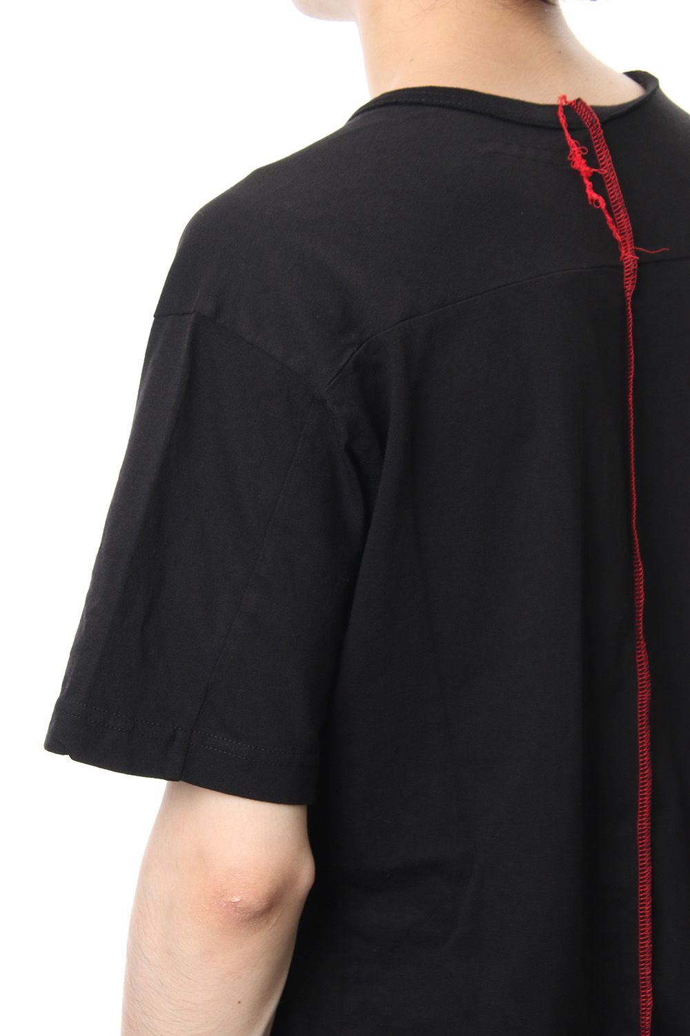 Product Dyeing Back Center Coloring Stitching Short Sleeve T Black × Red