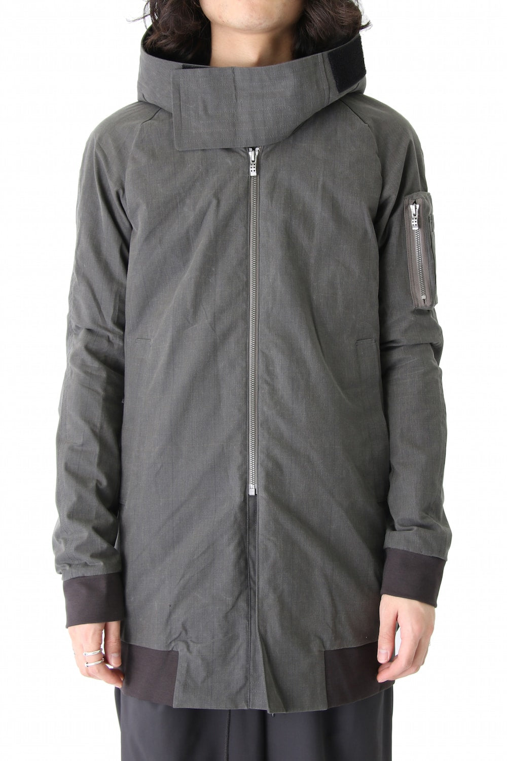 Hooded Jacket Prince of Wales Check Khaki Gray