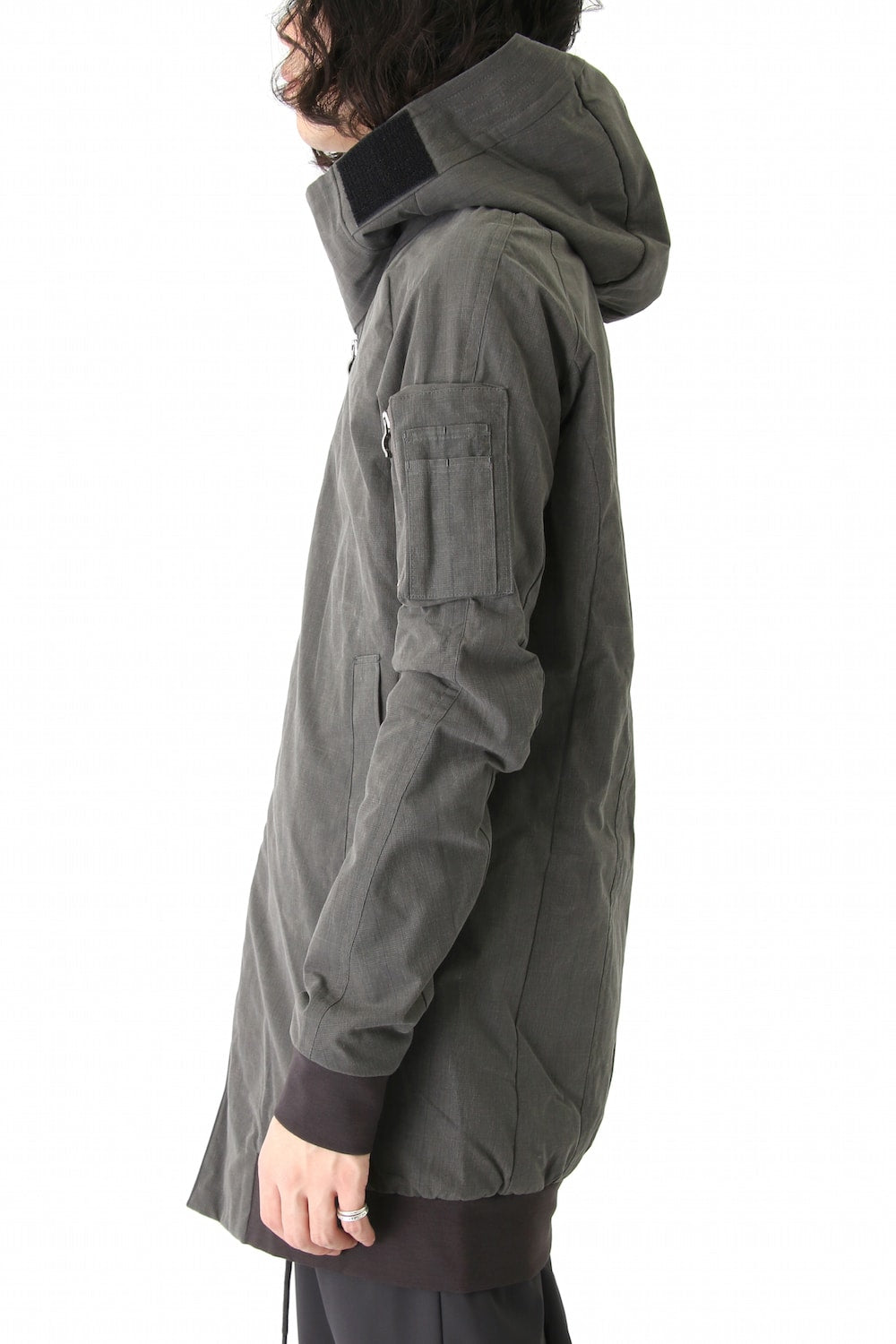 Hooded Jacket Prince of Wales Check Khaki Gray