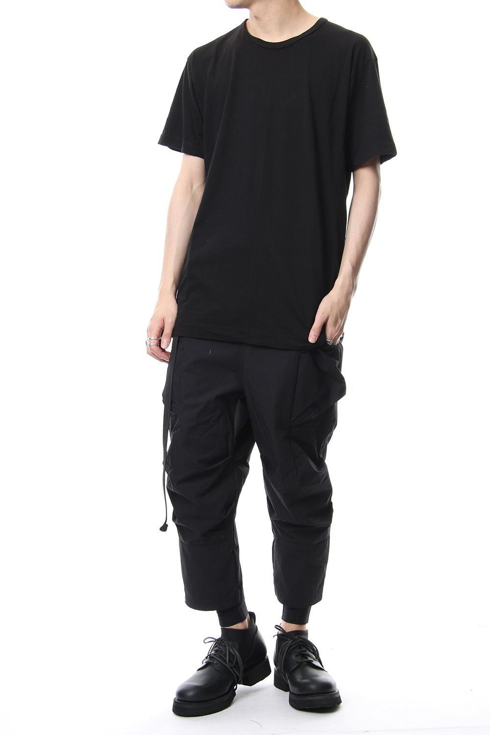 Product Dyeing Back Center Coloring Stitching Short Sleeve T Black × Red