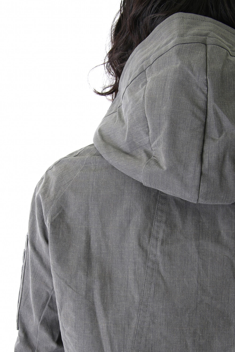 Hooded Jacket Prince of Wales Check Khaki Gray