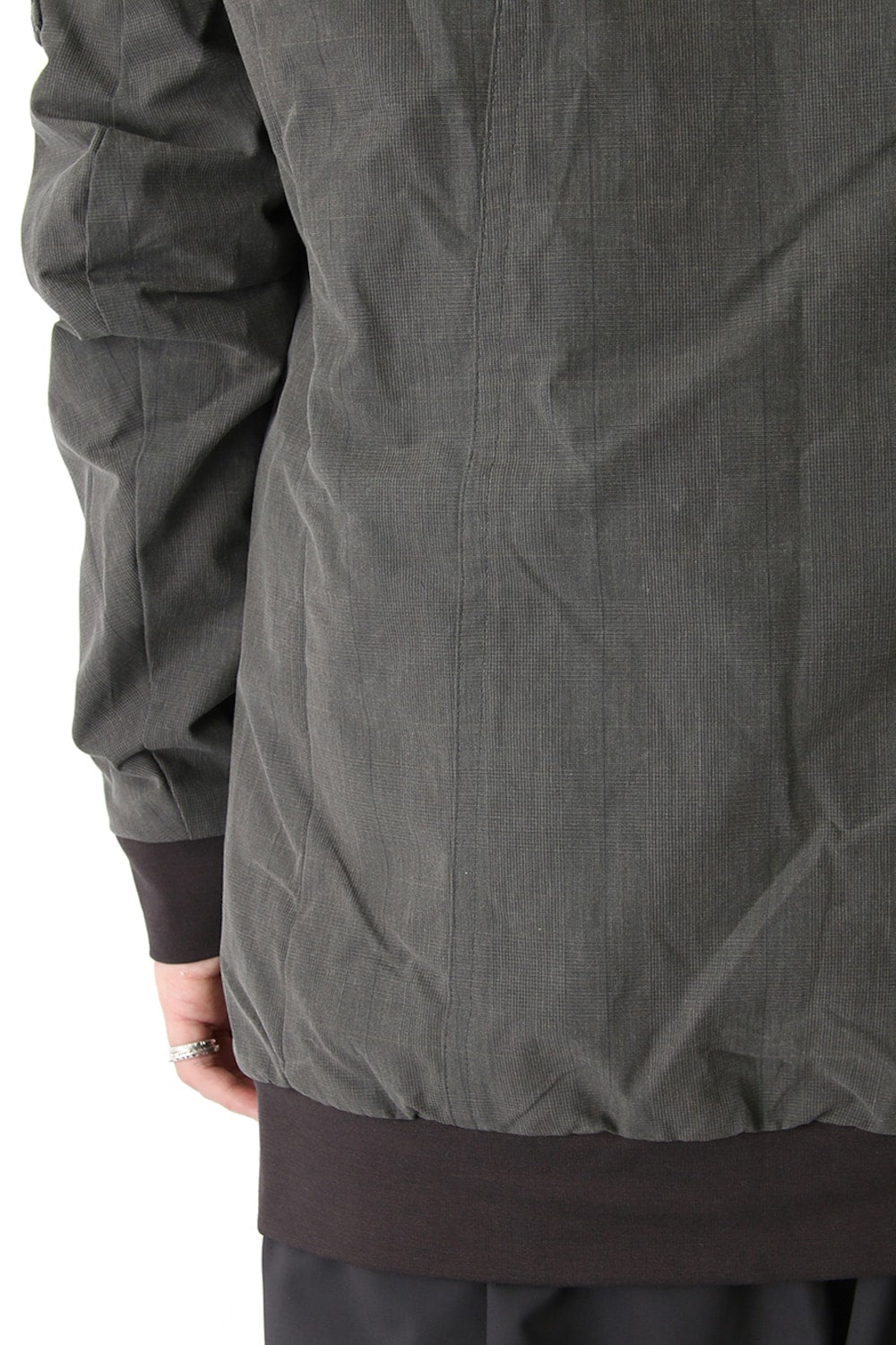 Hooded Jacket Prince of Wales Check Khaki Gray