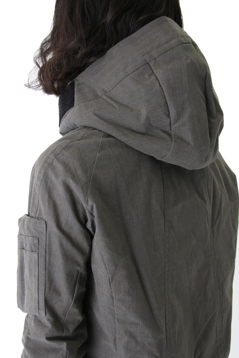 Hooded Jacket Prince of Wales Check Khaki Gray