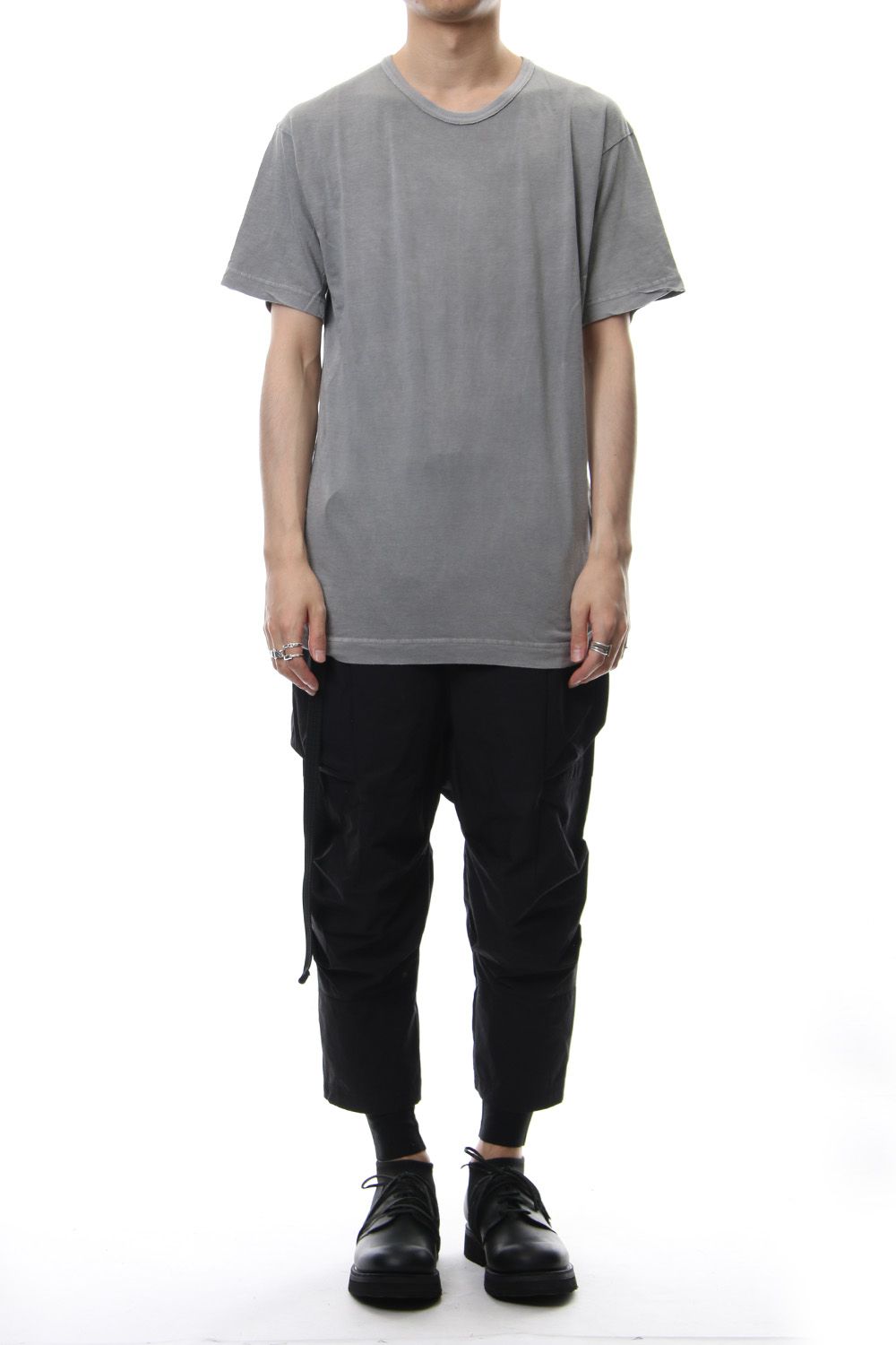 Product Dyeing Back Center Coloring Stitching Short Sleeve T L.Gray × Red