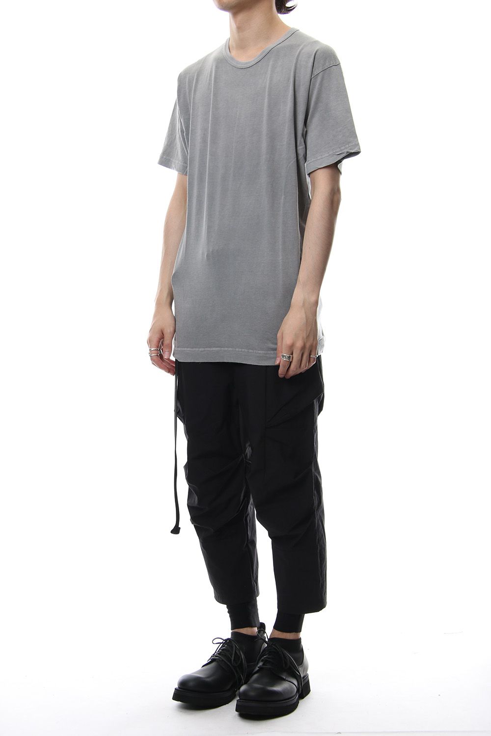 Product Dyeing Back Center Coloring Stitching Short Sleeve T L.Gray × Red