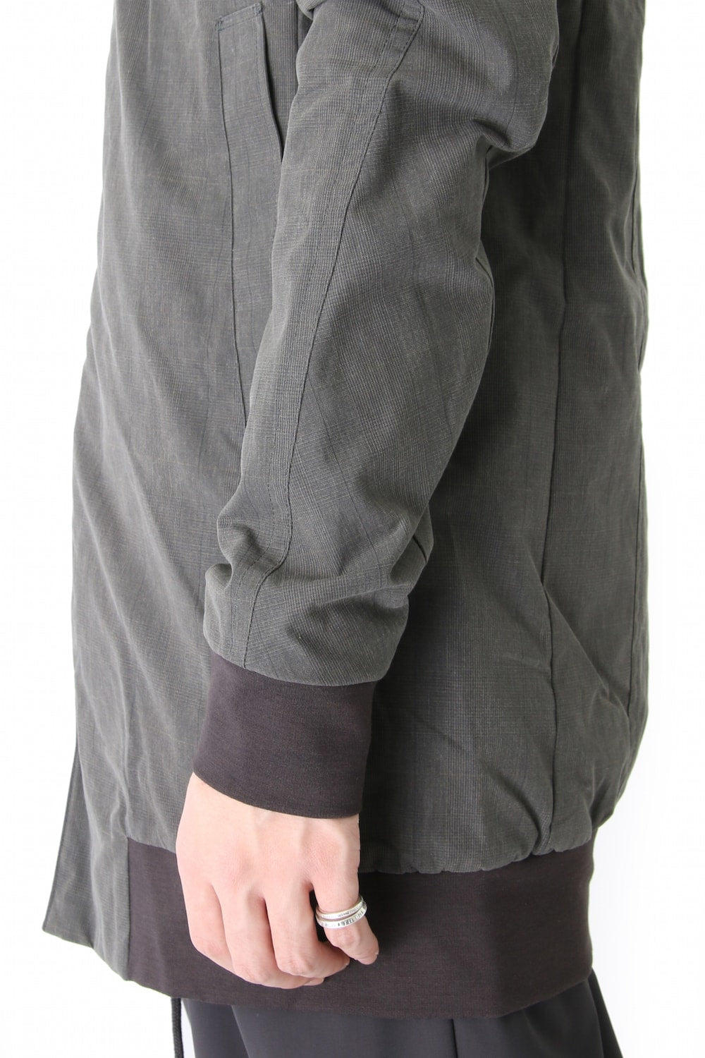 Hooded Jacket Prince of Wales Check Khaki Gray
