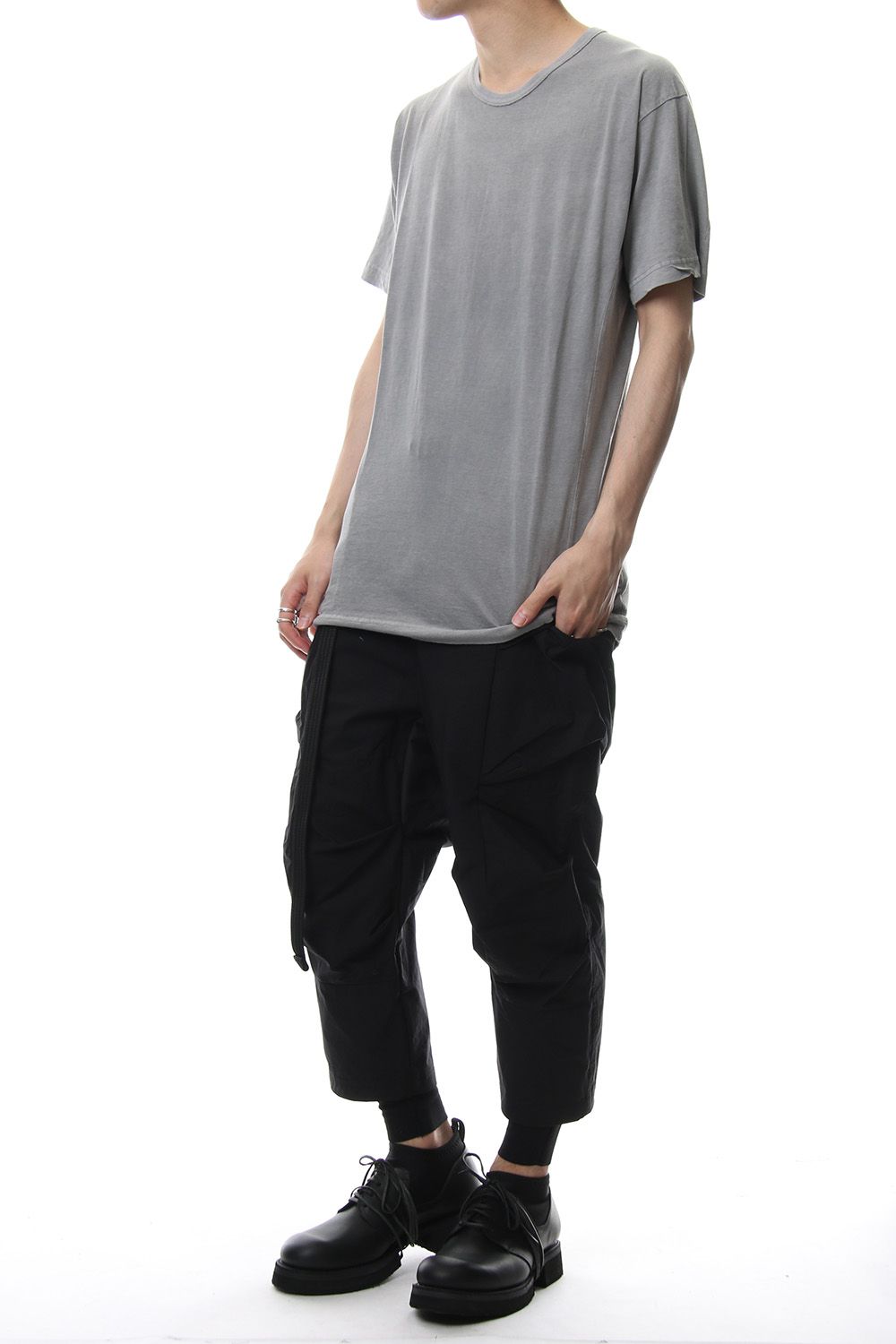 Product Dyeing Back Center Coloring Stitching Short Sleeve T L.Gray × Red