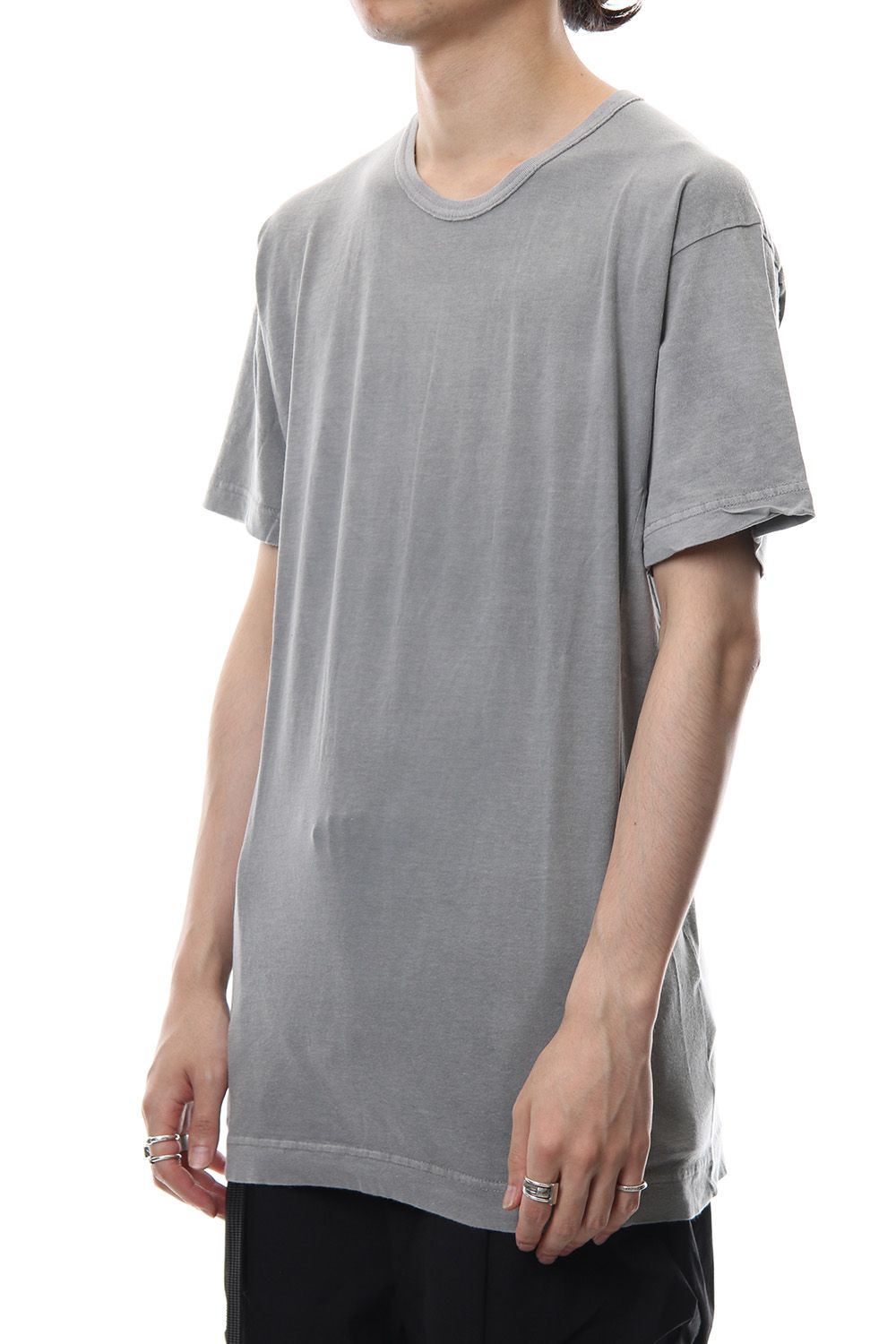 Product Dyeing Back Center Coloring Stitching Short Sleeve T L.Gray × Red