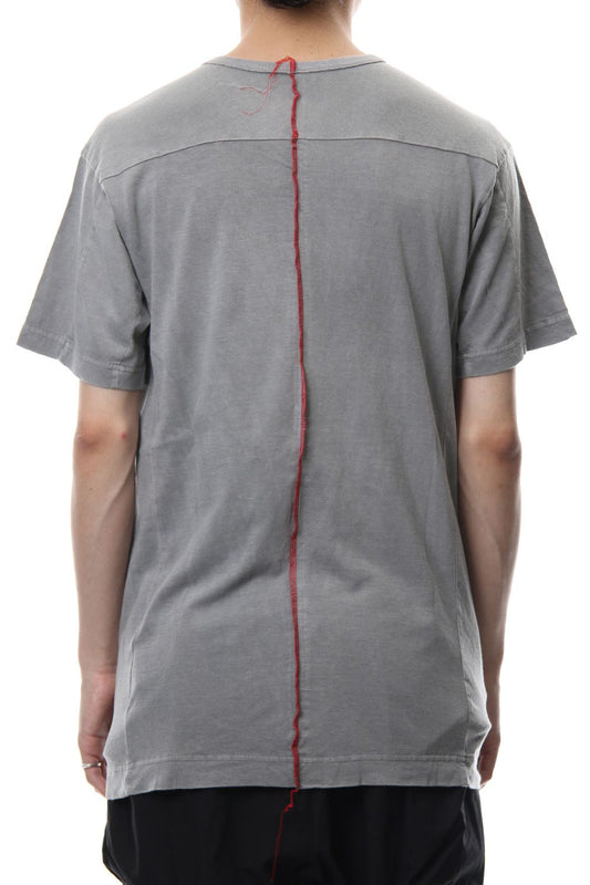 Product Dyeing Back Center Coloring Stitching Short Sleeve T L.Gray × Red