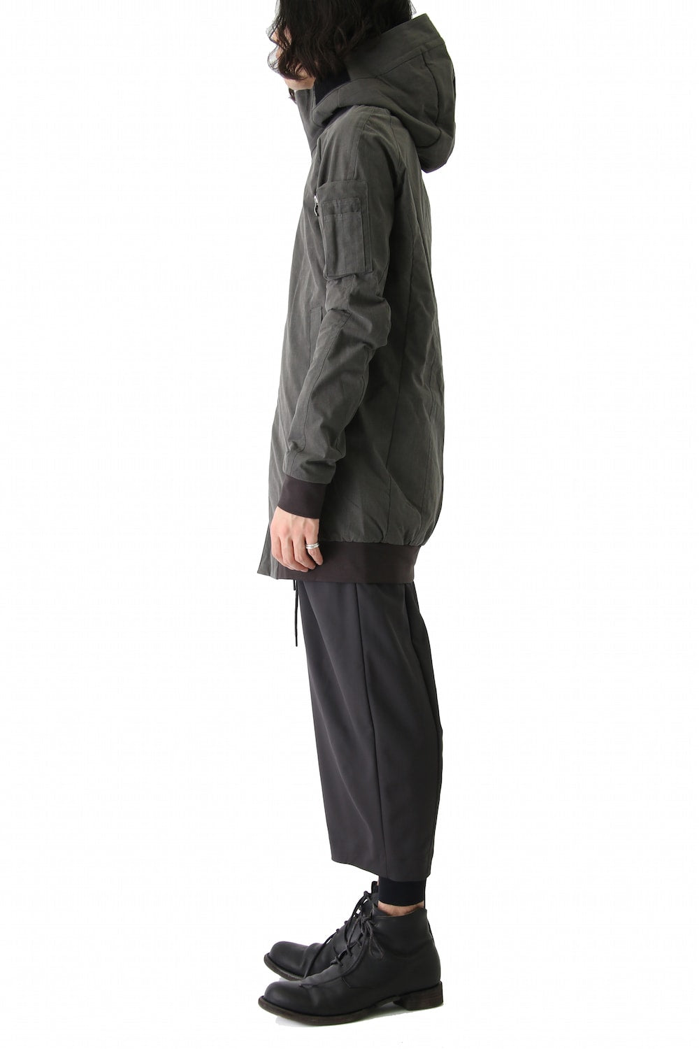 Hooded Jacket Prince of Wales Check Khaki Gray