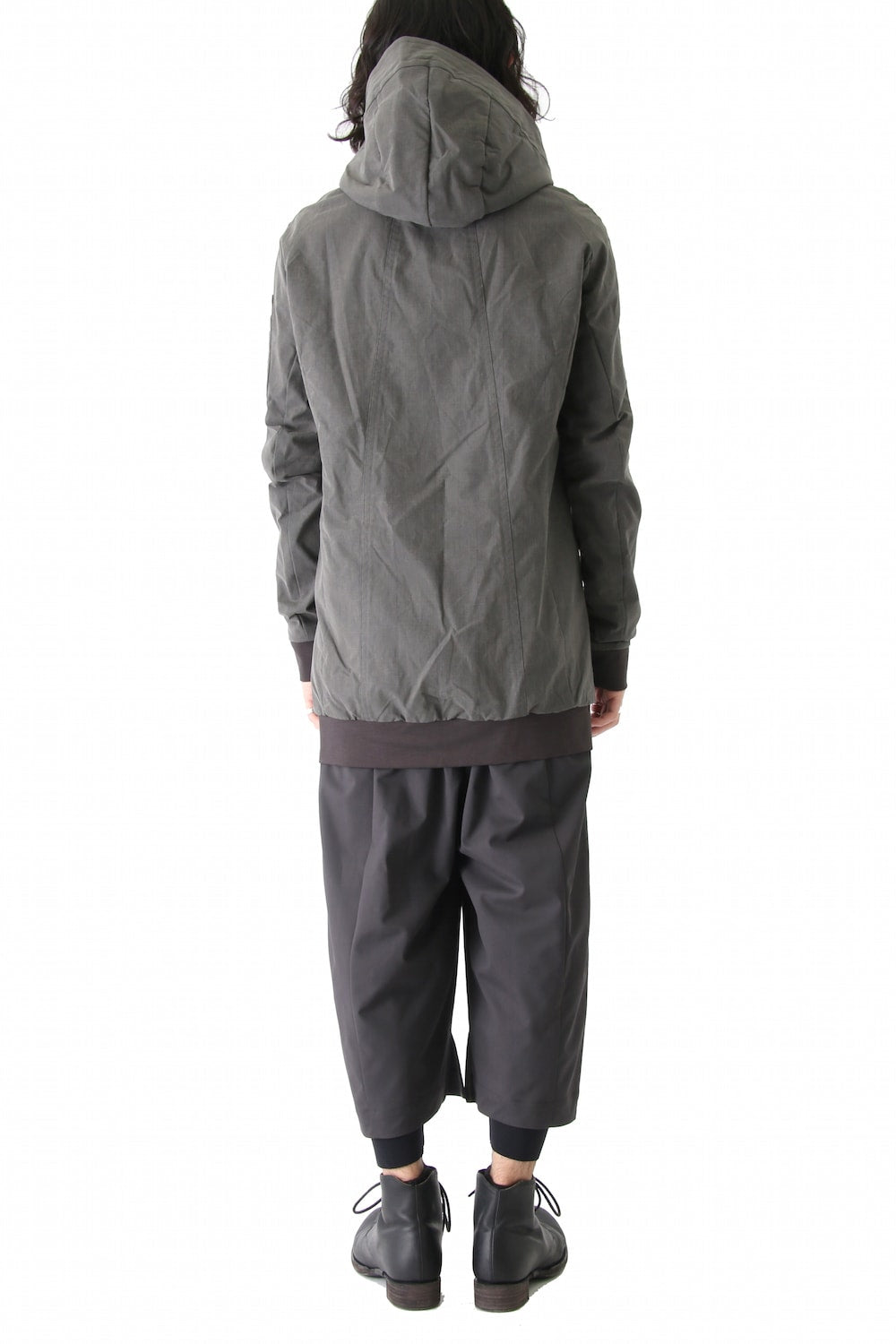 Hooded Jacket Prince of Wales Check Khaki Gray