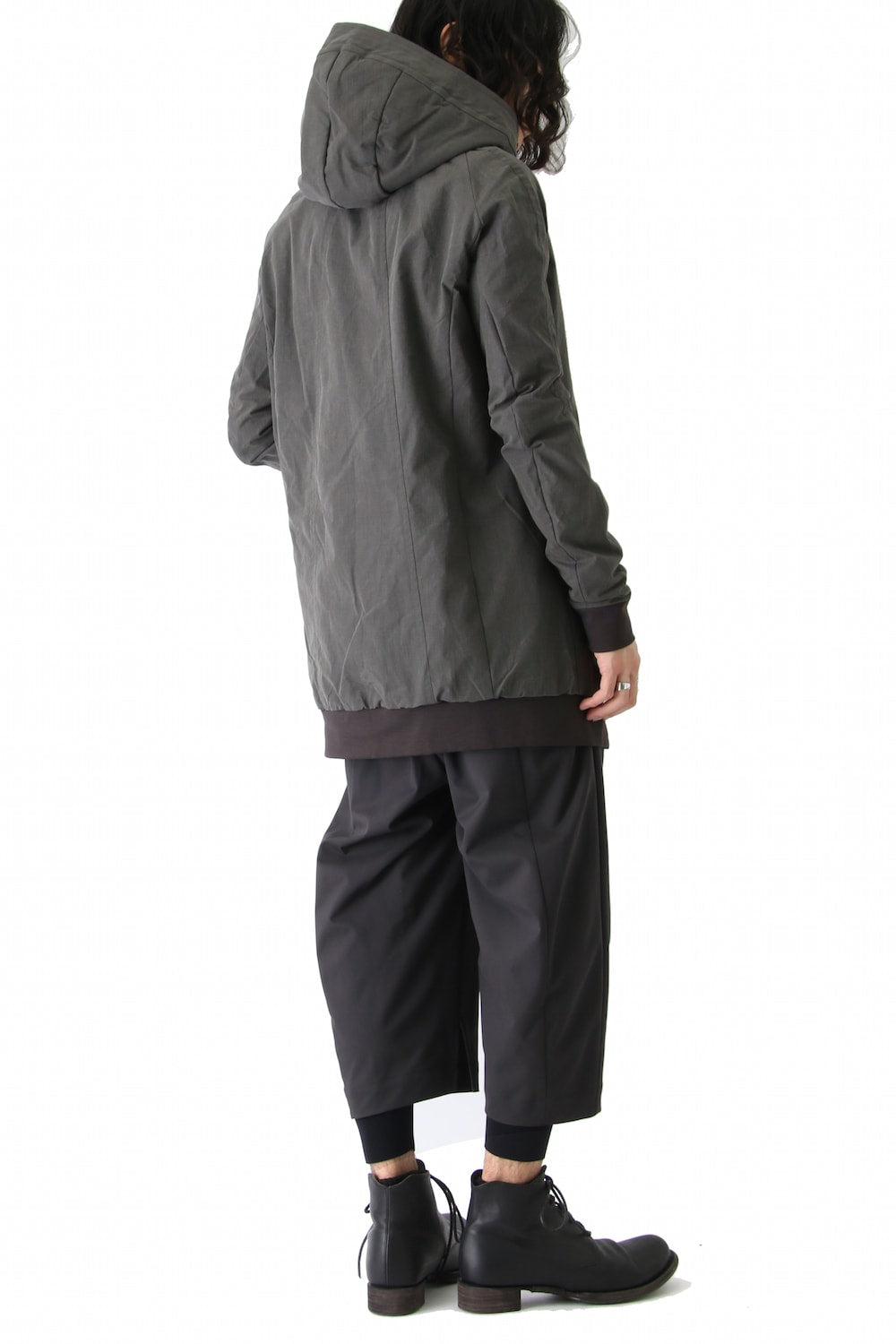 Hooded Jacket Prince of Wales Check Khaki Gray