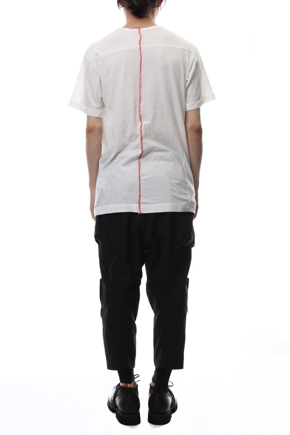 Product Dyeing Back Center Coloring Stitching Short Sleeve T White × Red