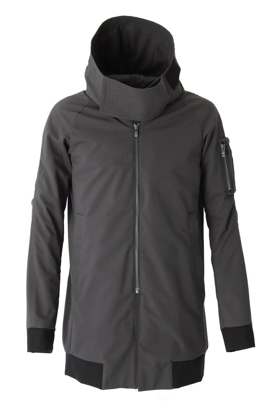 Hooded Jacket Silk Gabardine Charcoal