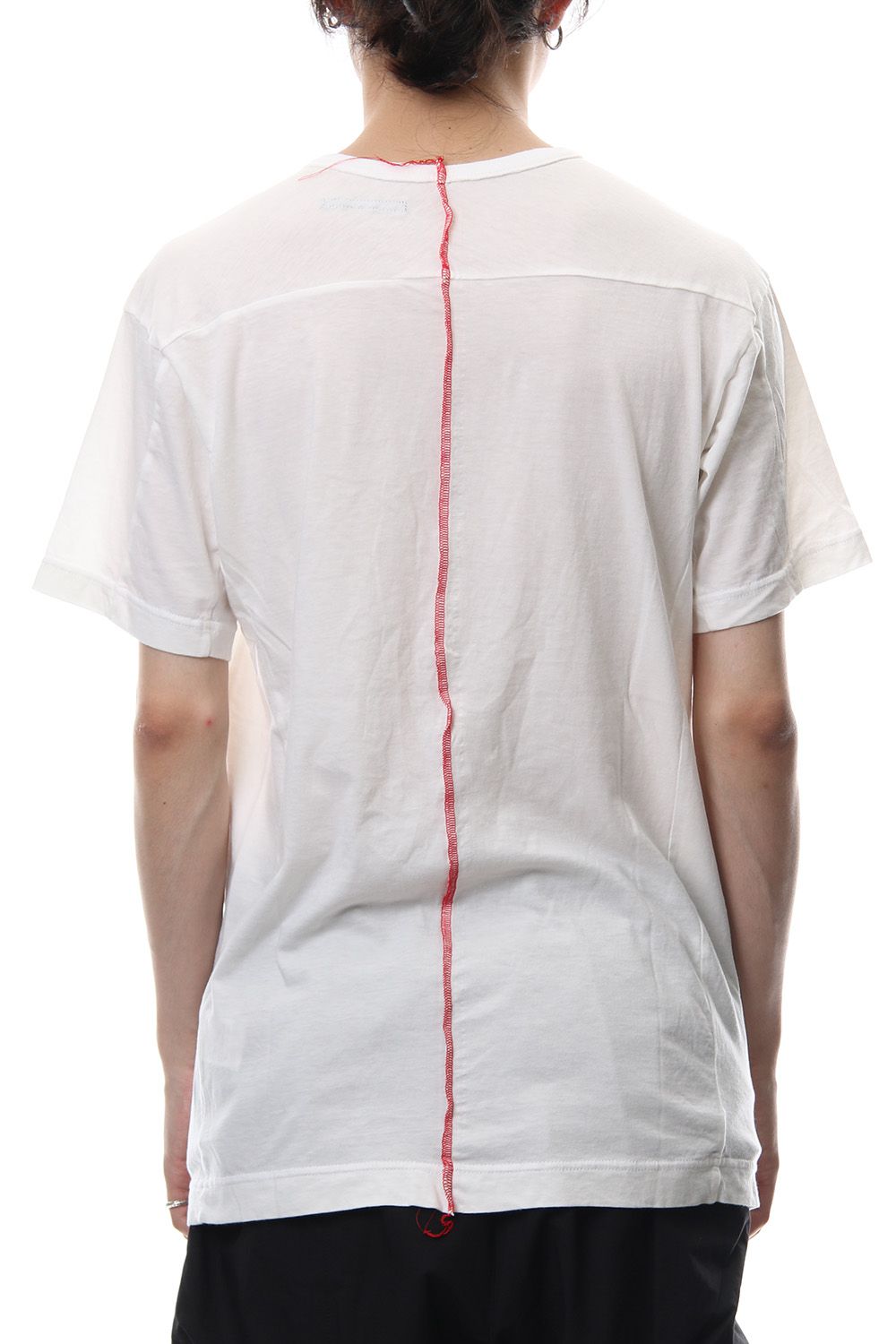 Product Dyeing Back Center Coloring Stitching Short Sleeve T White × Red