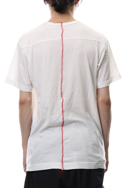 Product Dyeing Back Center Coloring Stitching Short Sleeve T White × Red