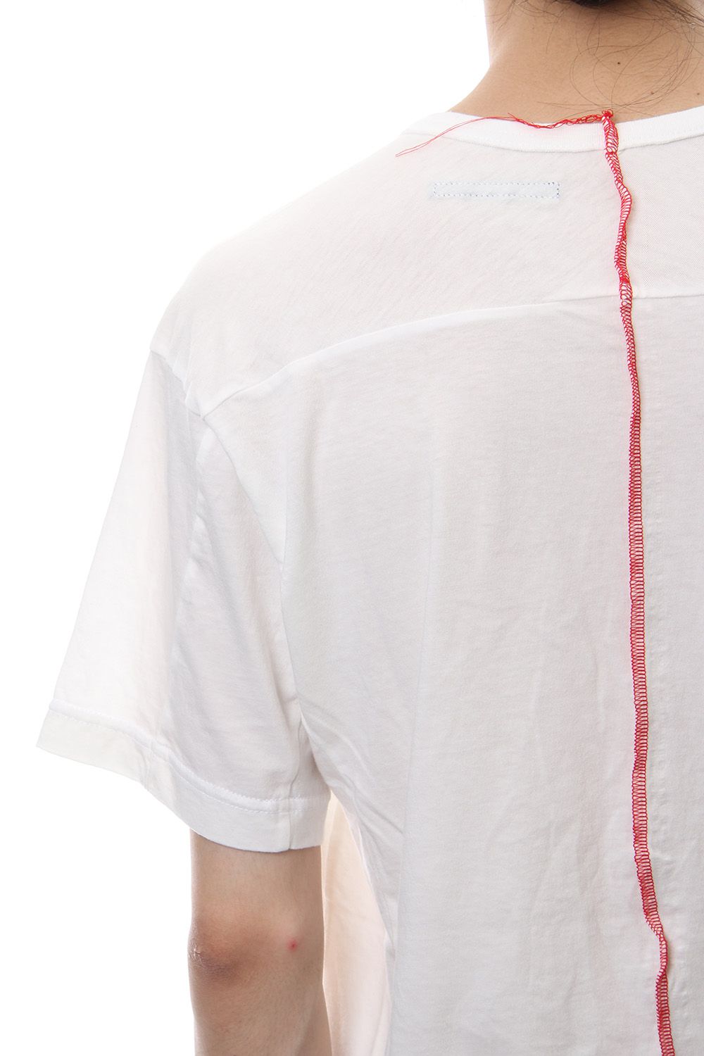 Product Dyeing Back Center Coloring Stitching Short Sleeve T White × Red