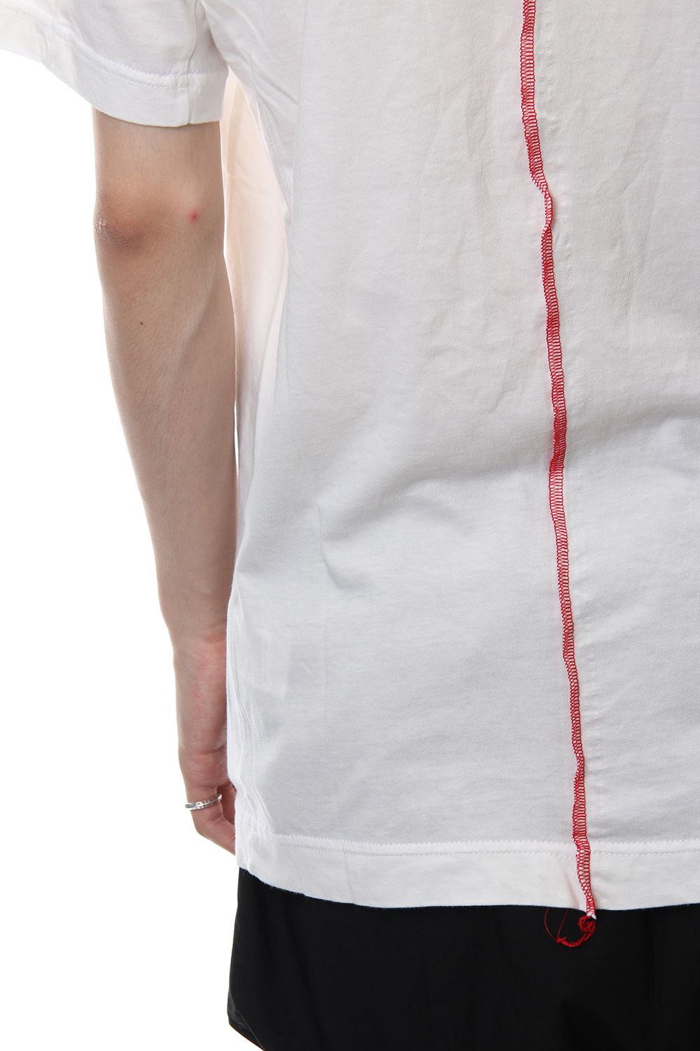 Product Dyeing Back Center Coloring Stitching Short Sleeve T White × Red