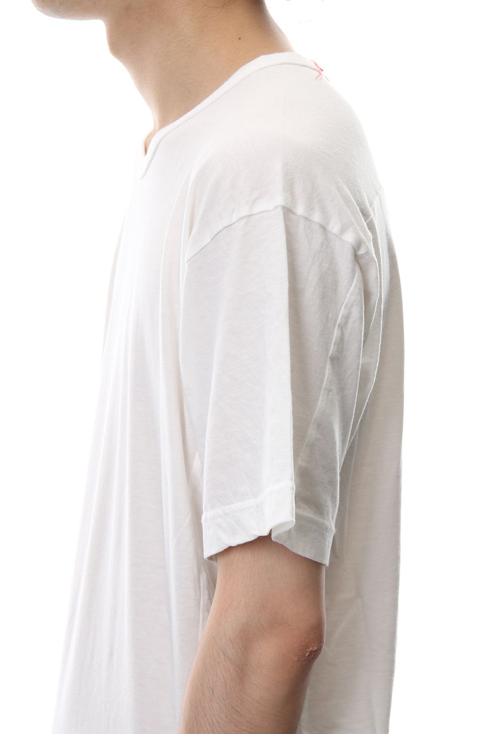 Product Dyeing Back Center Coloring Stitching Short Sleeve T White × Red