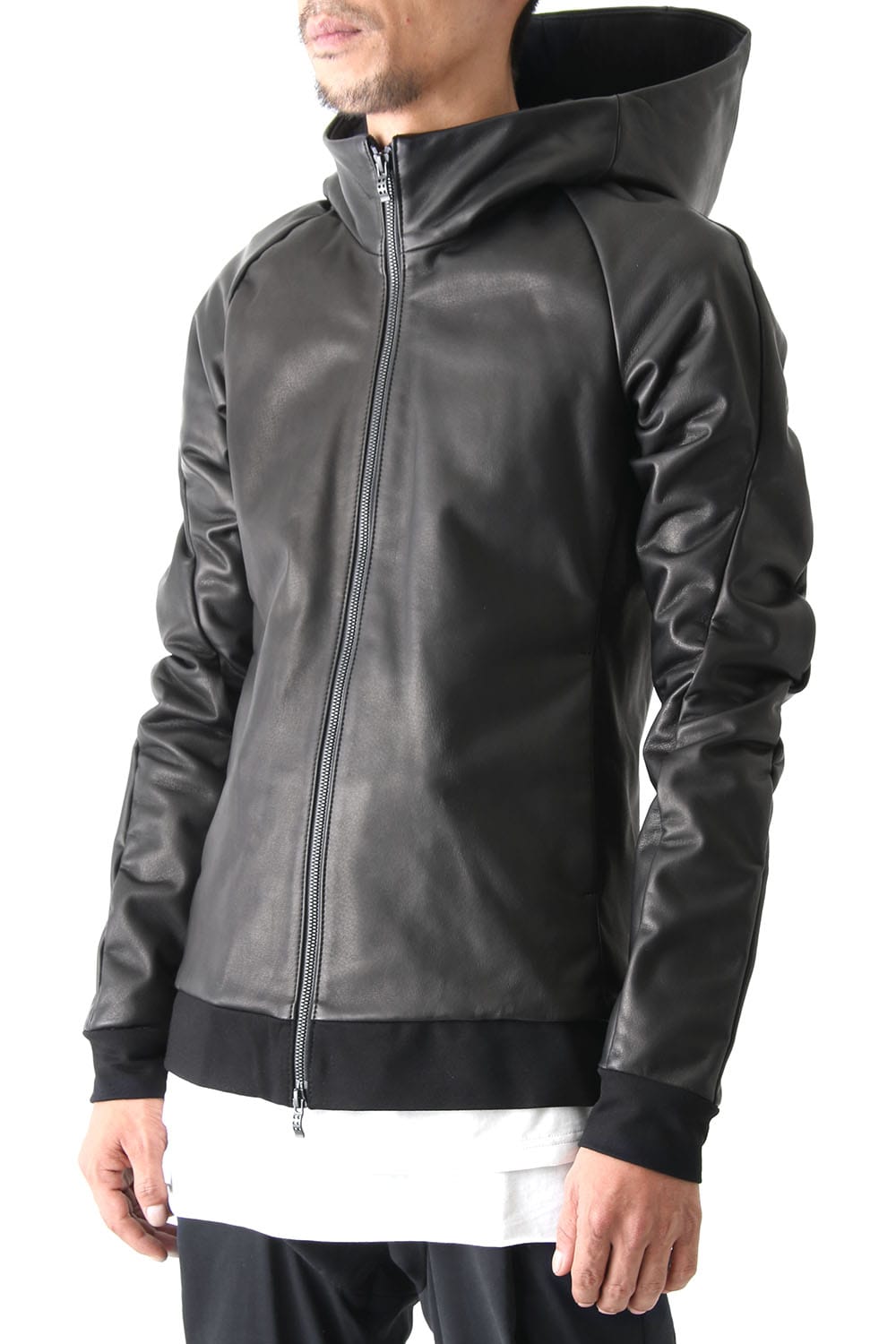 Hooded Jacket Stretch Deer Leather