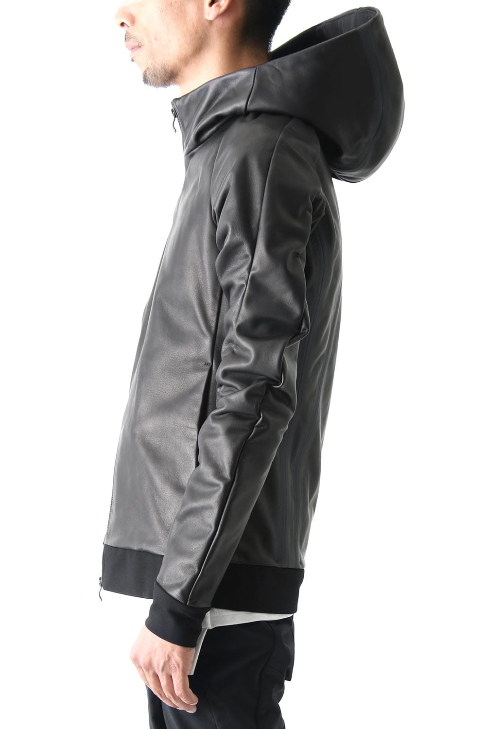 Hooded Jacket Stretch Deer Leather