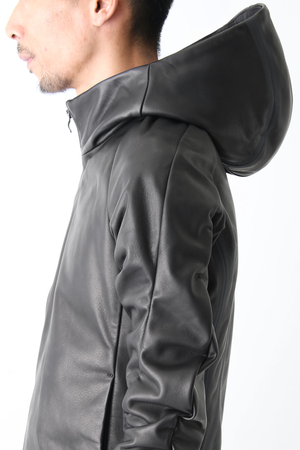 Hooded Jacket Stretch Deer Leather