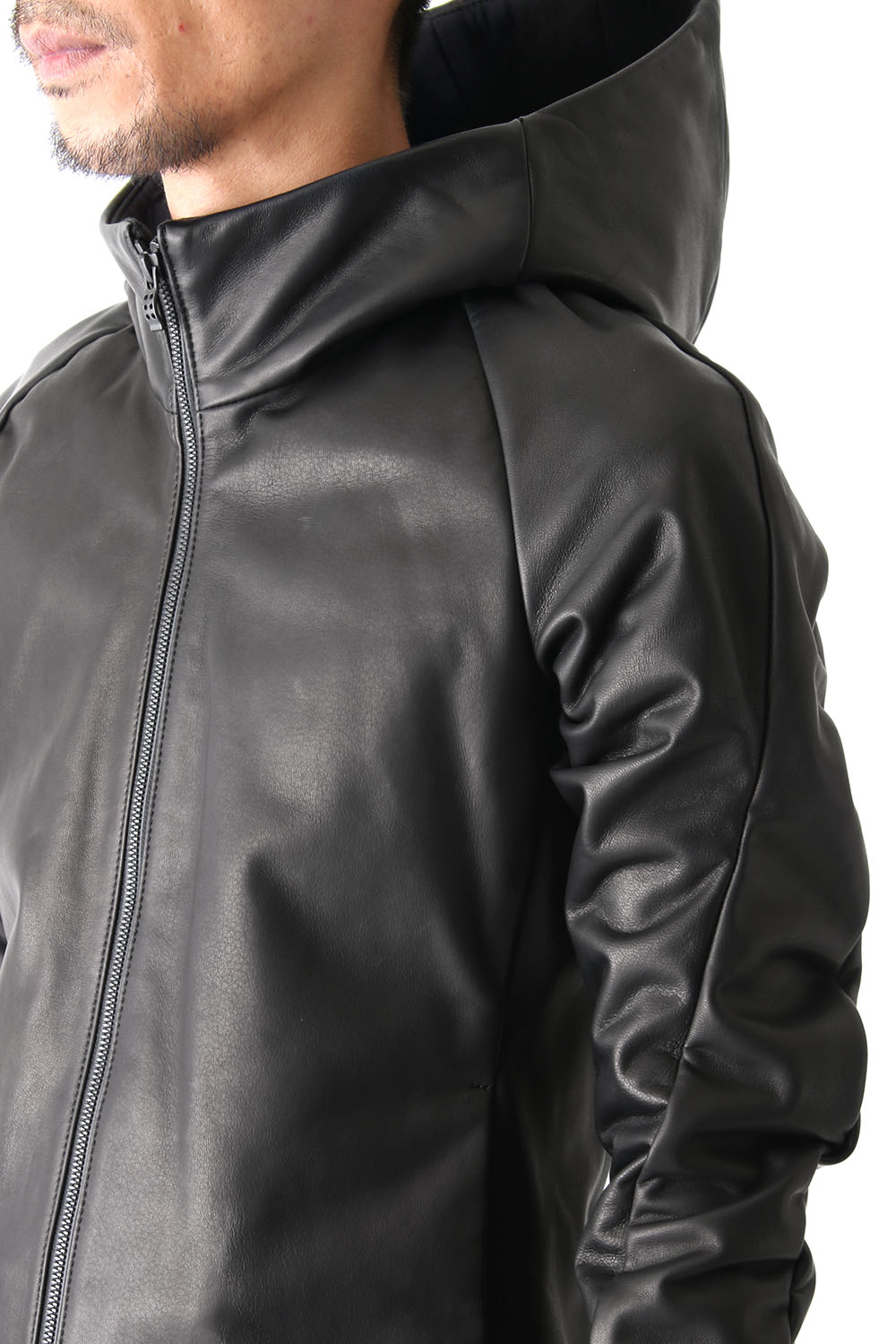 Hooded Jacket Stretch Deer Leather