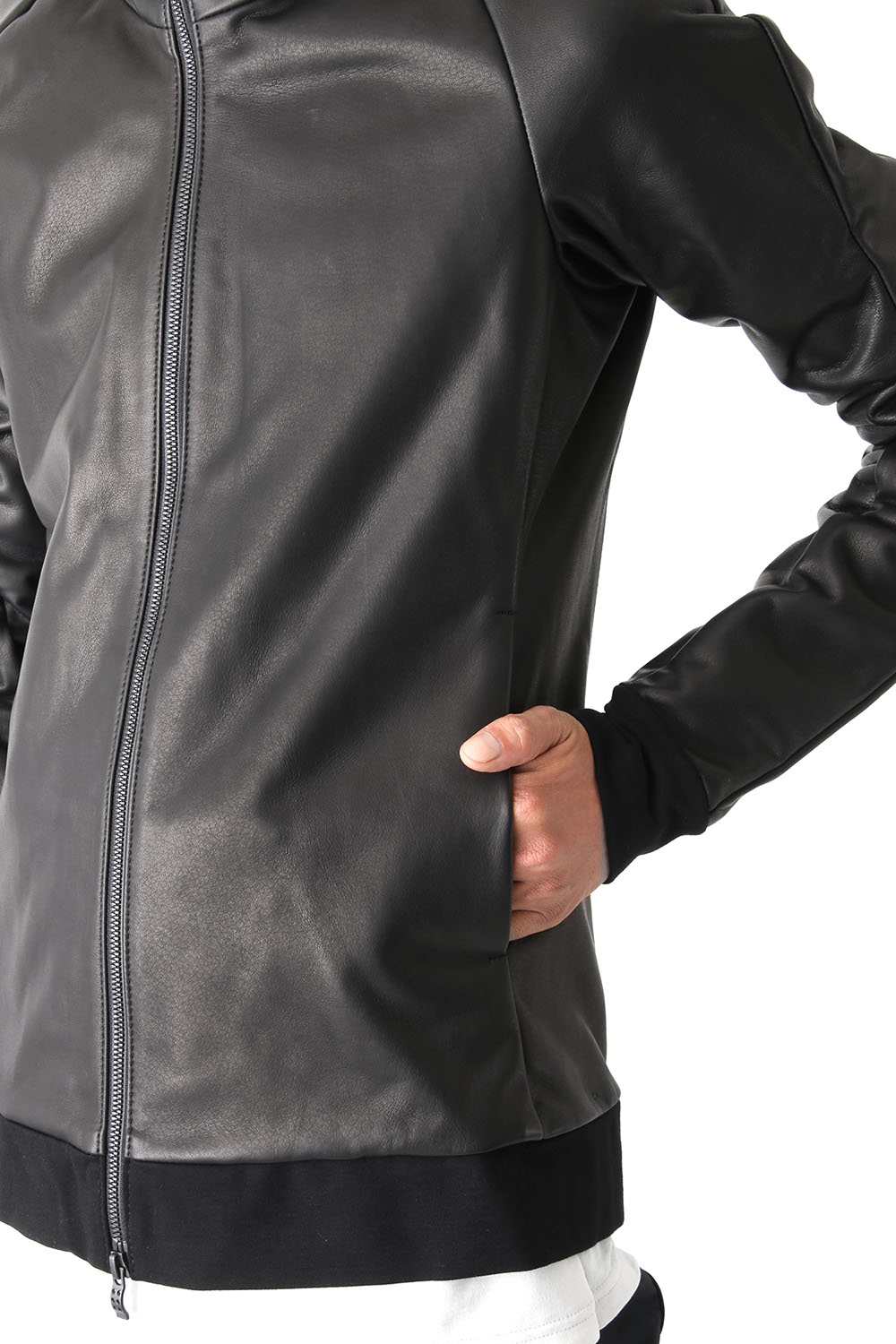 Hooded Jacket Stretch Deer Leather