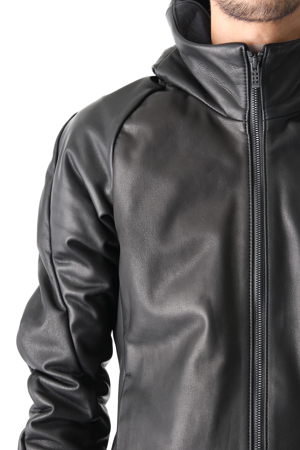 Hooded Jacket Stretch Deer Leather