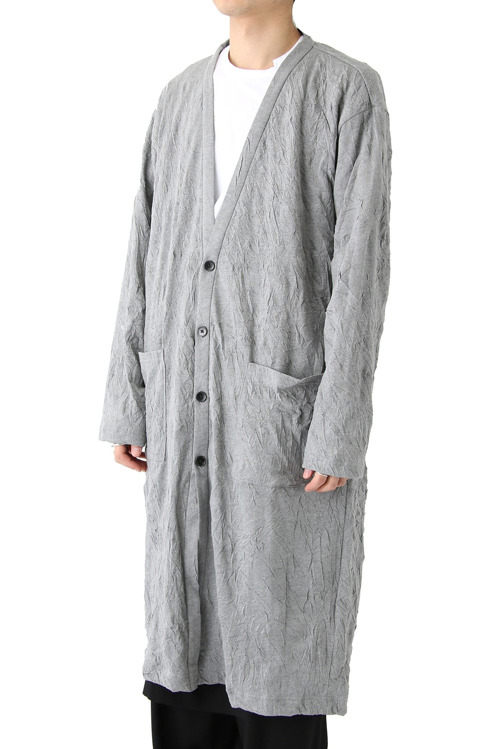 Long Cardigan C/E Washer Plain Stitch Fabric