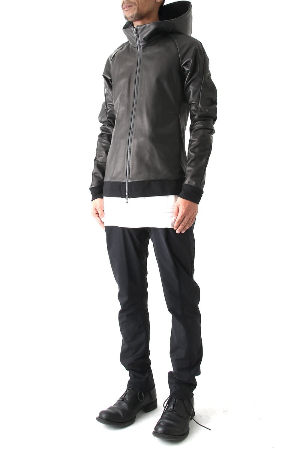 Hooded Jacket Stretch Deer Leather