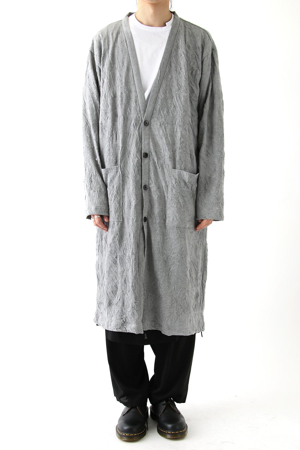 Long Cardigan C/E Washer Plain Stitch Fabric