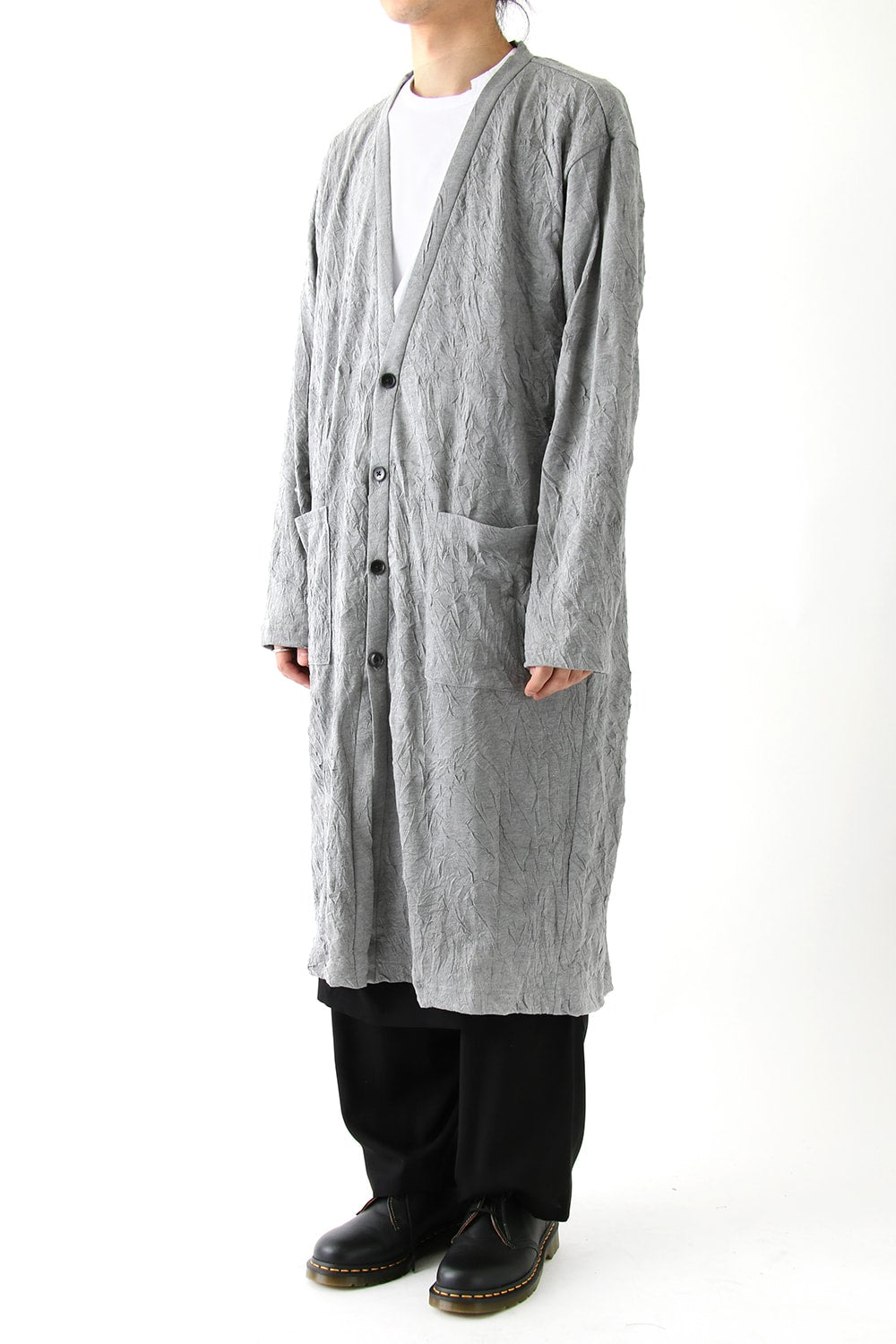 Long Cardigan C/E Washer Plain Stitch Fabric