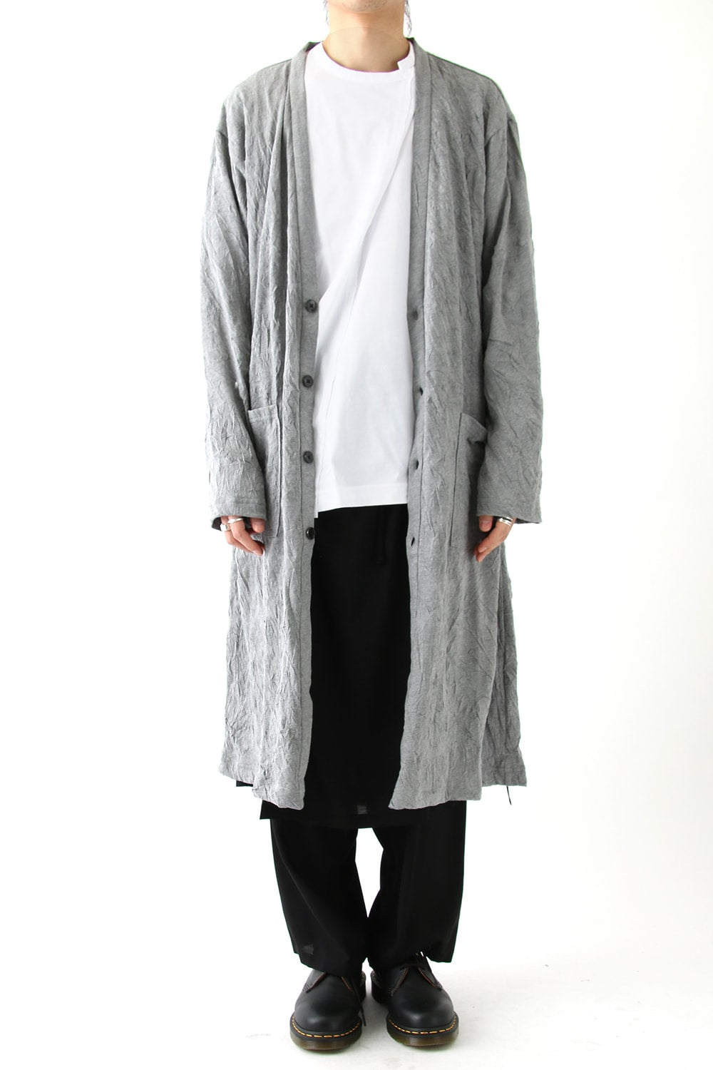 Long Cardigan C/E Washer Plain Stitch Fabric
