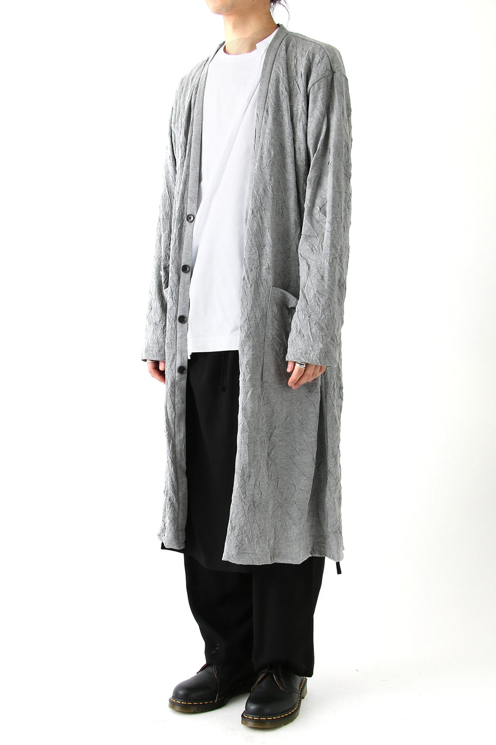 Long Cardigan C/E Washer Plain Stitch Fabric