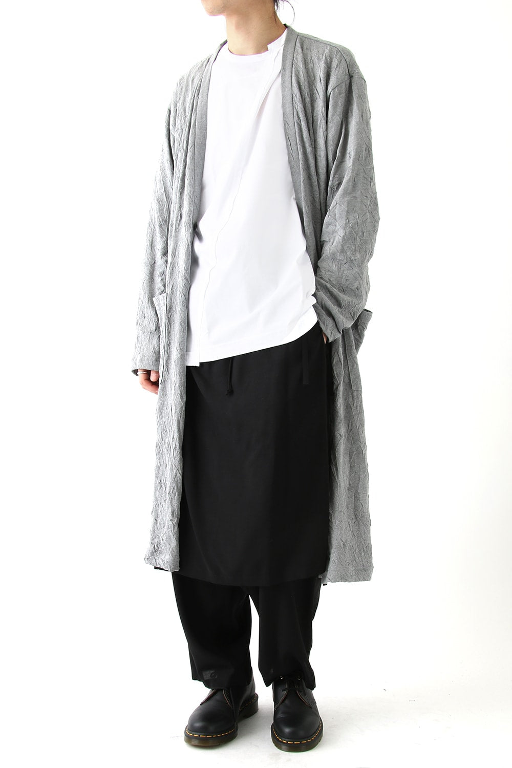 Long Cardigan C/E Washer Plain Stitch Fabric