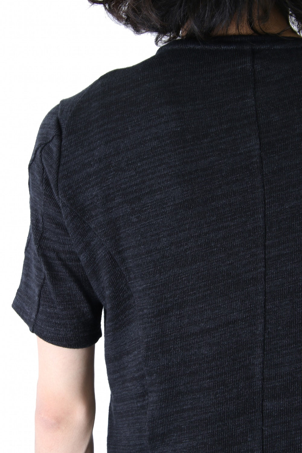 Short Sleeve Linen Cotton Jersey Blue Gray