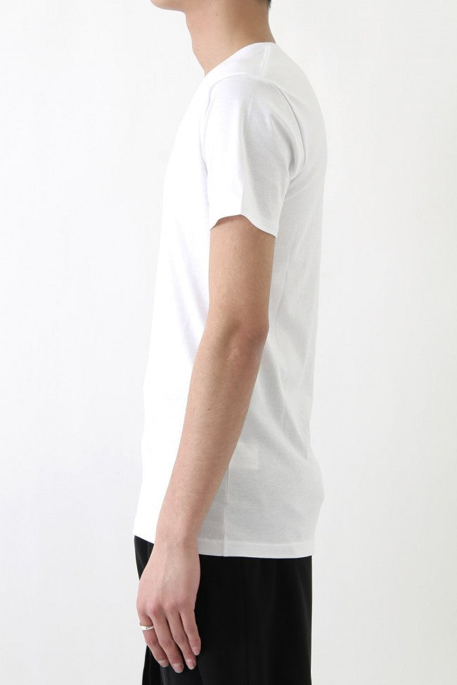 17SS 60/1 Bio Mercerization Smooth Round Tail V-Neck Cut-Sew WHITE