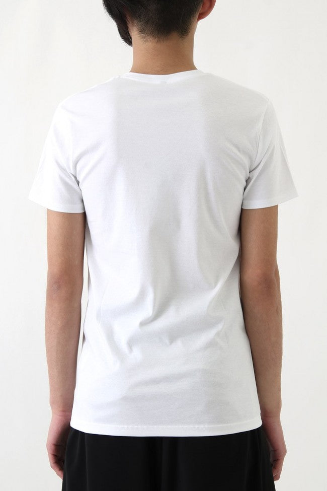 17SS 60/1 Bio Mercerization Smooth Round Tail V-Neck Cut-Sew WHITE