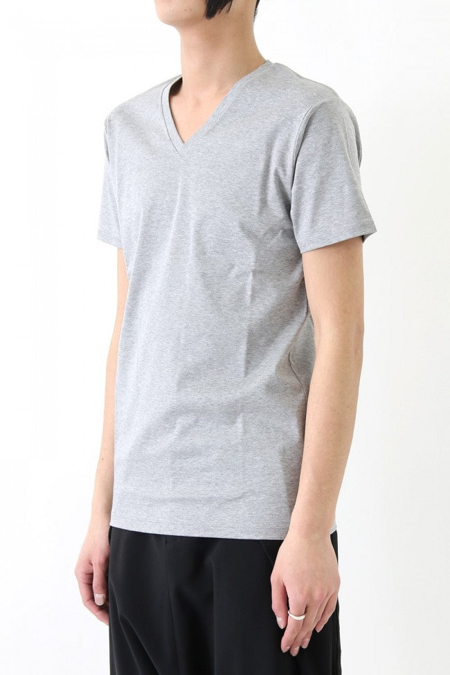 17SS 60/1 Bio Mercerization Smooth Round Tail V-Neck Cut-Sew GRAY