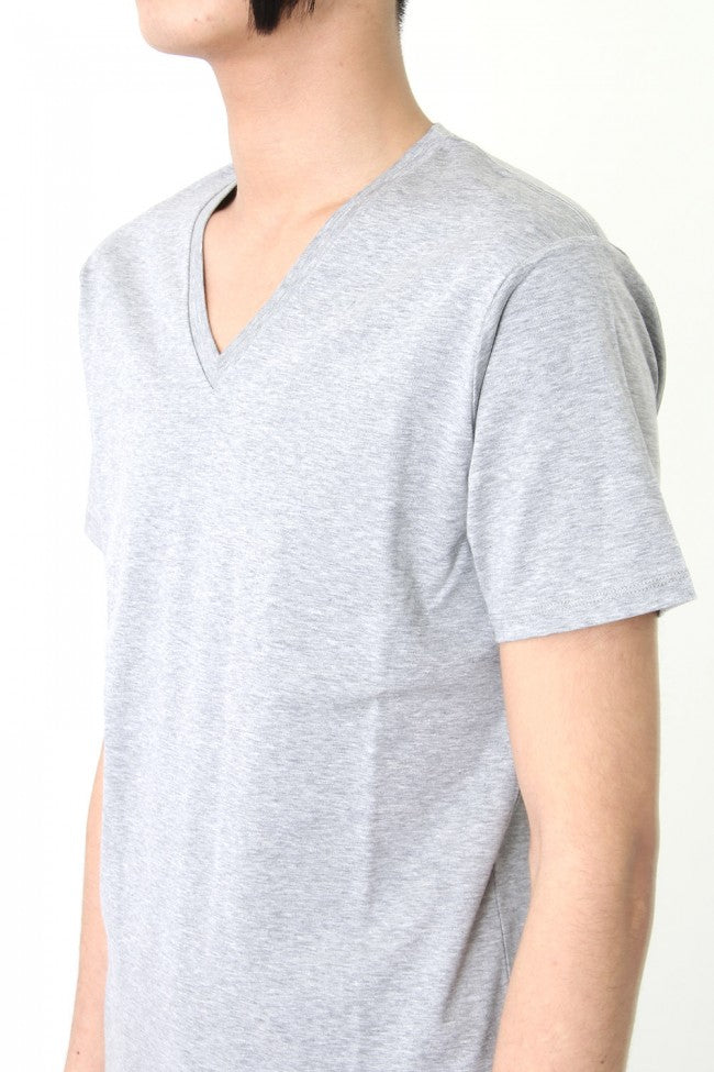 17SS 60/1 Bio Mercerization Smooth Round Tail V-Neck Cut-Sew GRAY