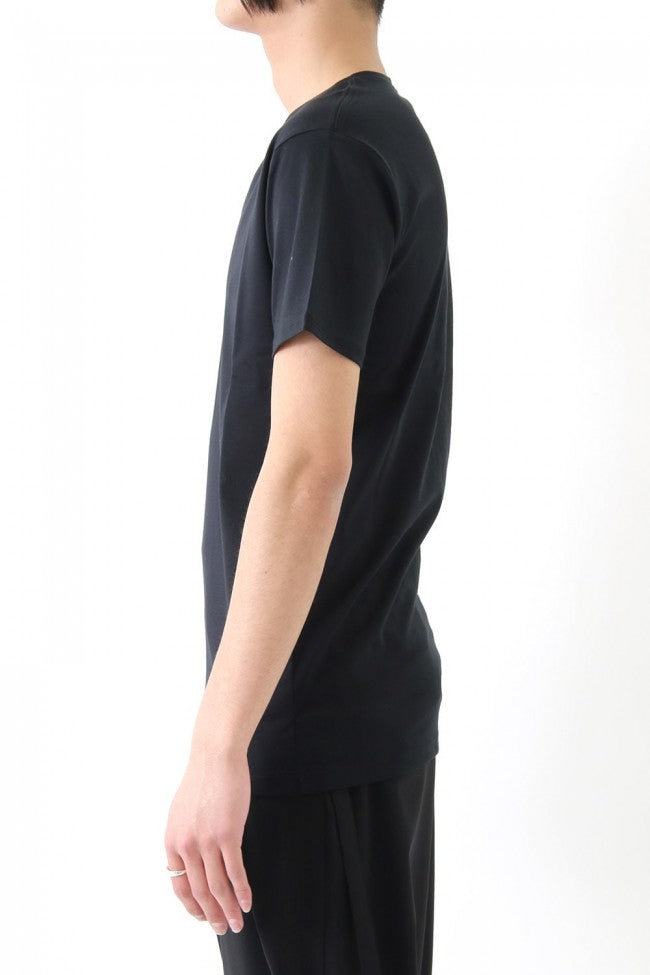 17SS 60/1 Bio Mercerization Smooth Round Tail V-Neck Cut-Sew BLACK