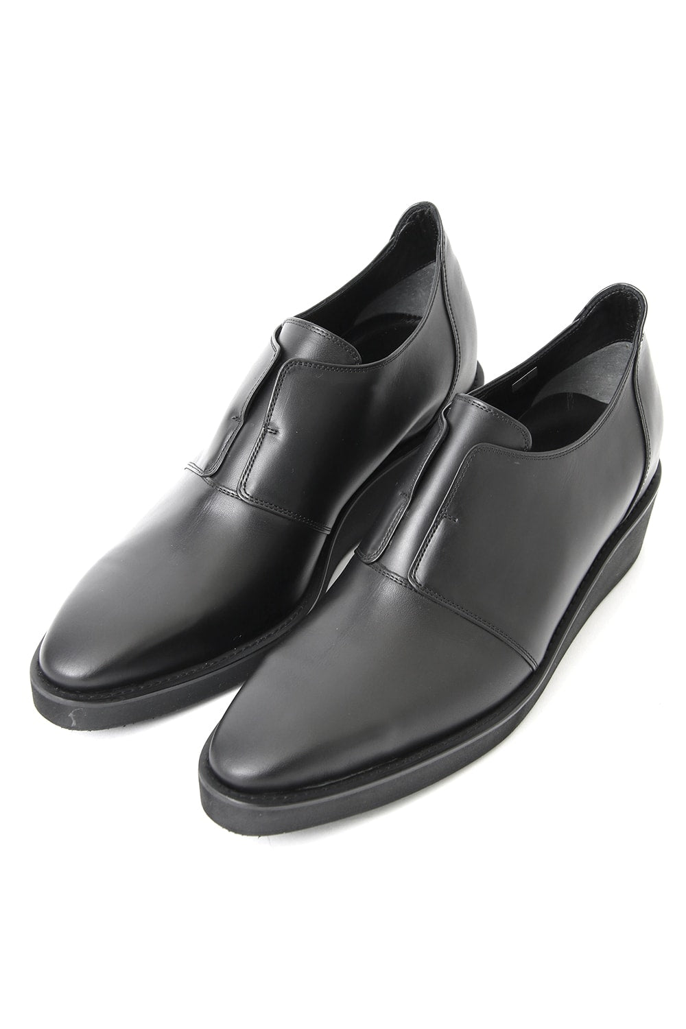 SMOOTH OIL COW SLIP-ON SHOES / PALTFORM SOLE